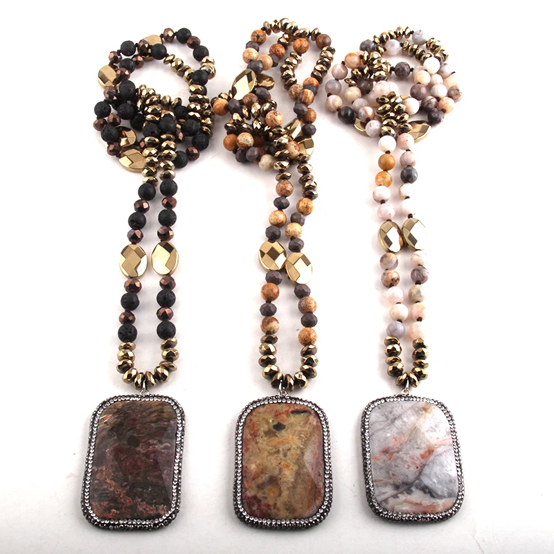 Модные ювелирные изделия RH из бисера натуральные камни Длинные узелкованные