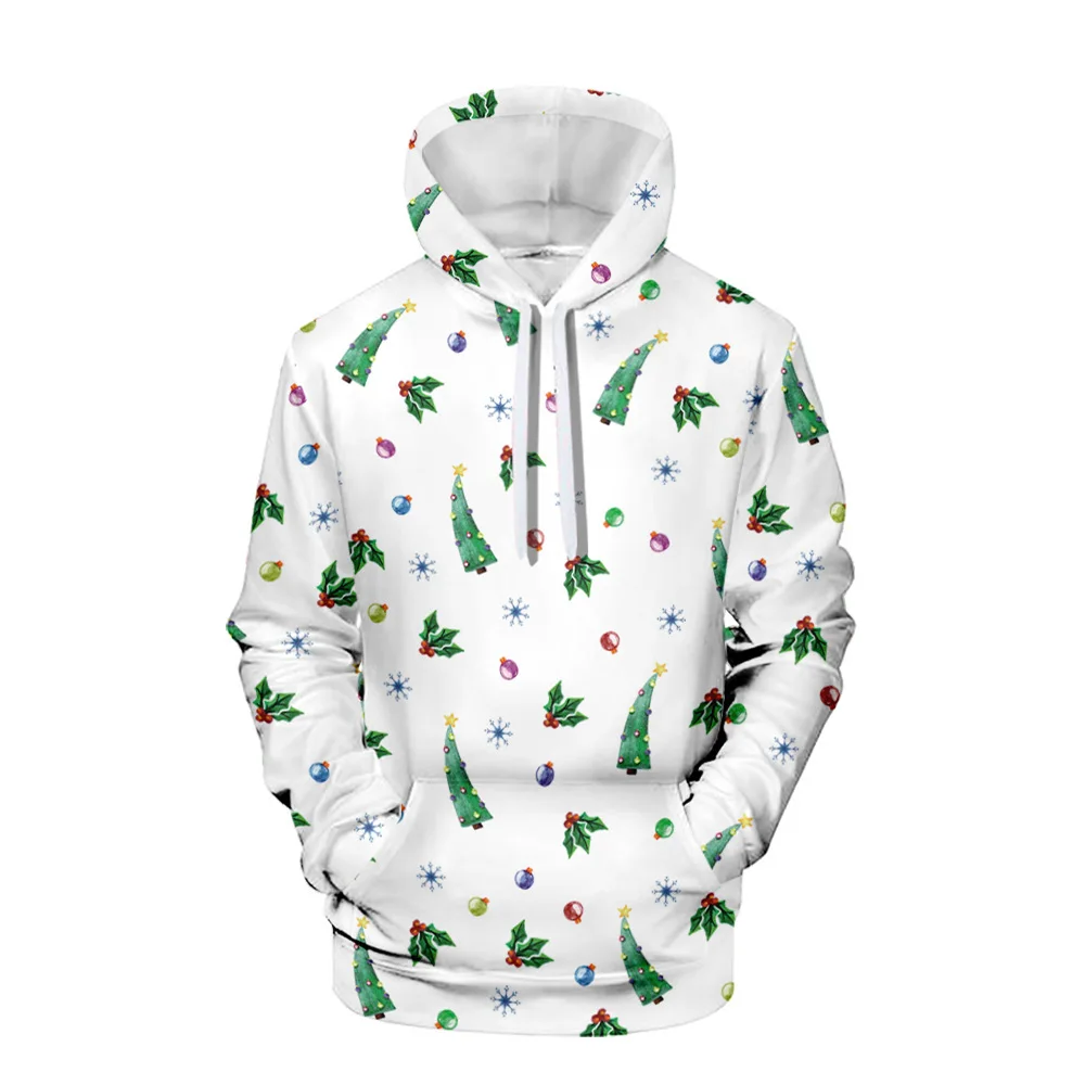 

Мужская одежда с заводской доставкой, пуловер с 3D цифровой печатью и креативным рождественским принтом, свитер с 3D кулиской и капюшоном