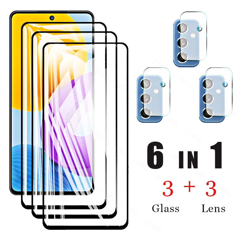 

6-in-1 for Samsung Galaxy M52 5G Glass for Samsung M52 Tempered Glass Full Screen Protector for Samsung M22 M32 M21 Lens Glass