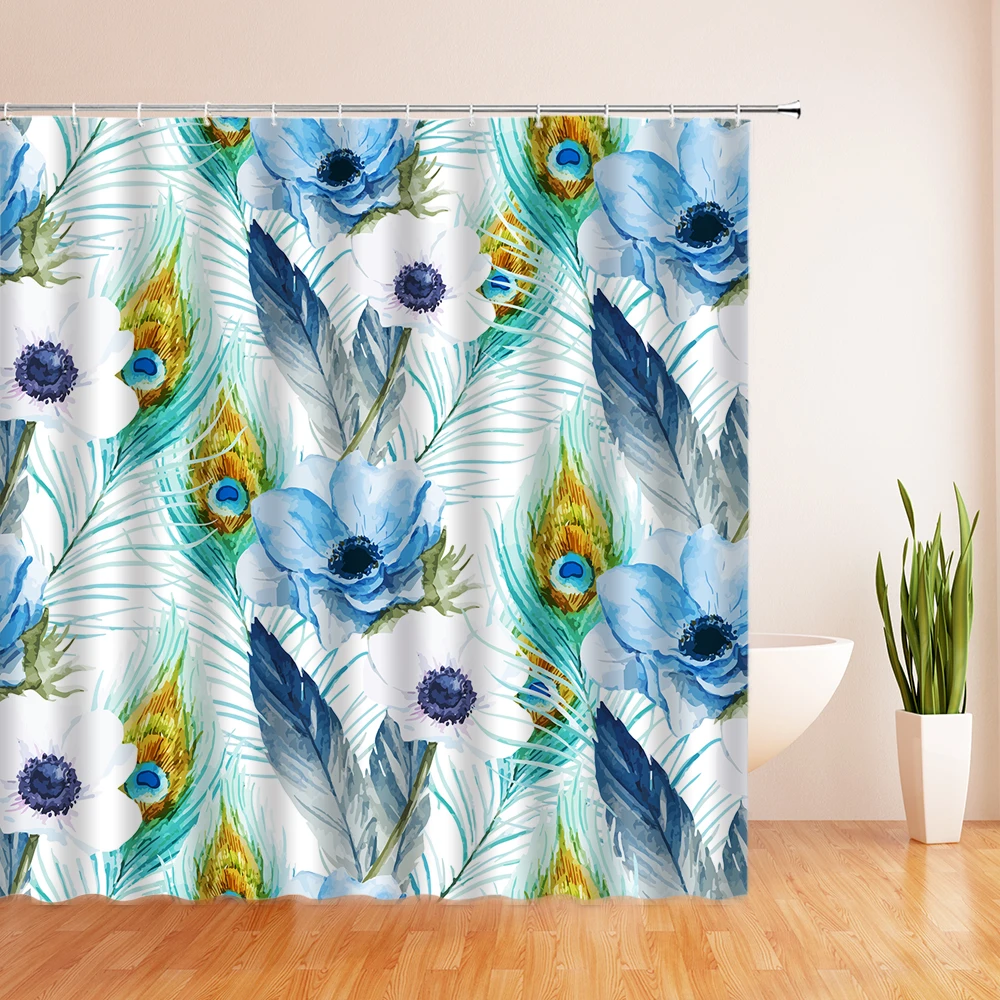 Цветная Водонепроницаемая занавеска из полиэстера с перьями набор занавесок для