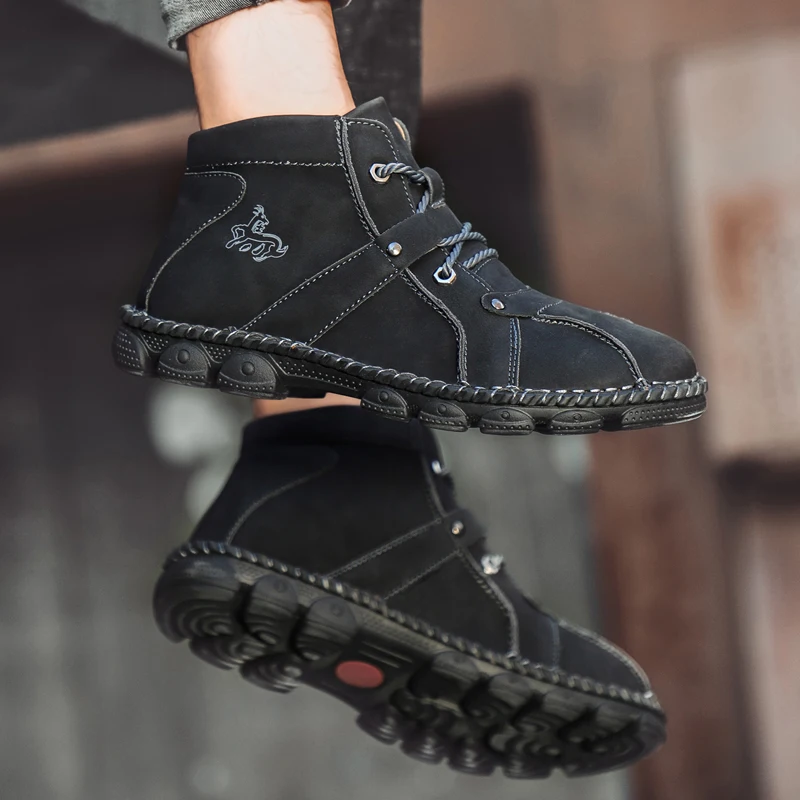 Высококачественные ботинки Мужские очень теплые зимние ботильоны высокого