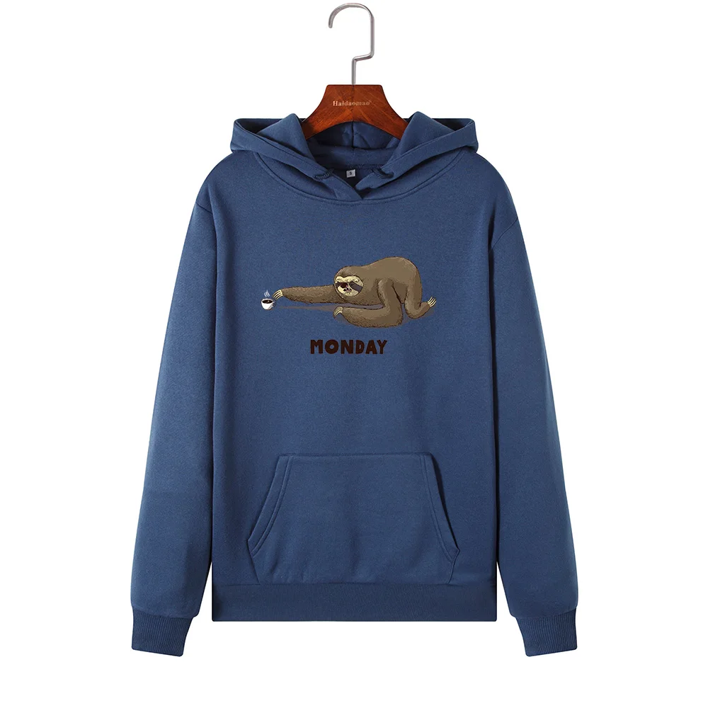 

Women Hoodies Sweatshirts Hooded Sweatshirt Animal Sloth Monday Print Autumn Winter Pullover Female Hoodie Tops Clothes Outwear