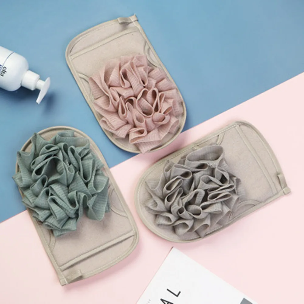 

1 pc 3 Colors Household Double-sided Toiletries Adult Bath Flower Strong Adult Ash Mud Wash Gloves Washcloth StrongRub