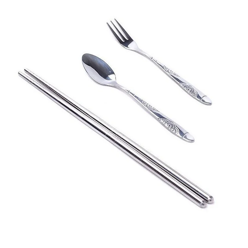 3 шт./компл. из нержавеющей стали вилка ложка палочки для еды путешествия Кемпинг