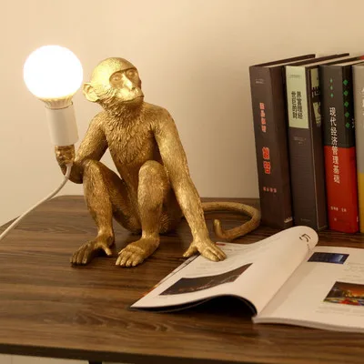 

Modern Black/white Monkey Table Lamp Lighting Nordic LED Resin Indoor Decoration Desk Lights Living Room Hall Kitchen Fixtures