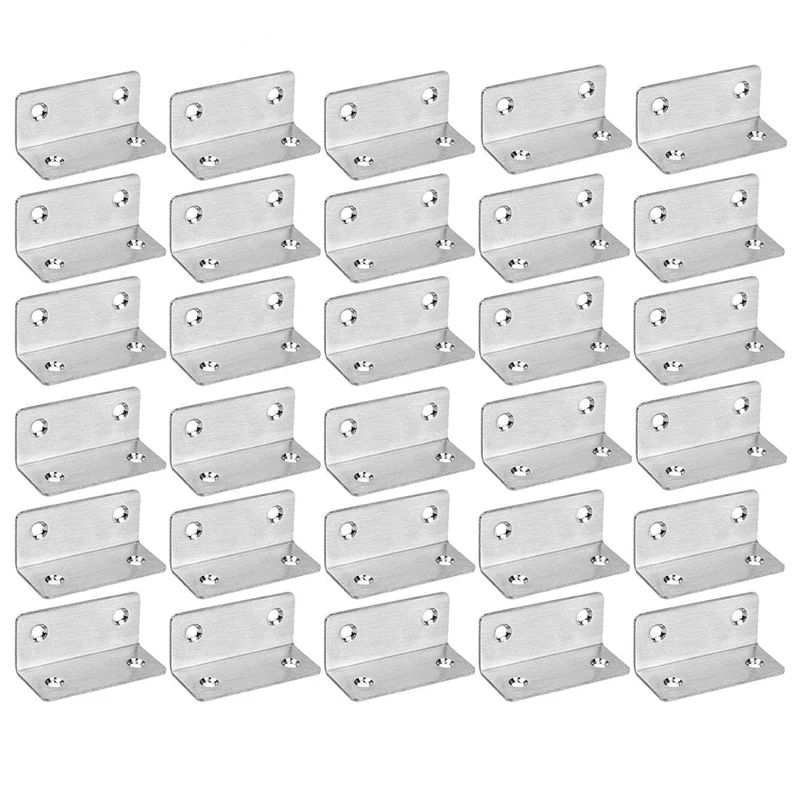 

JFBL Лидер продаж 30 шт. угловые кронштейны из нержавеющей стали, 90 градусов внутренние угловые кронштейны, L-образные крепежные скобы