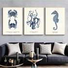 Картина на холсте, плакат и печать, природа, пляж, морское искусство, акварель, синий океан, черепахи, рыбы, настенные картины, домашний декор