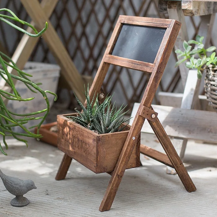 

Paulownia Flower Stand Flower Pot Woodware Blackboard Message Board Garden Decorations Solid Wood Flower Box