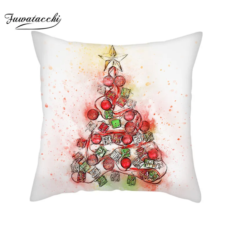 

Fuwatacchi Christmas Gift Cushion Cover Santa Claus Sunset Home Art Decorative Throw Pillow Case Cotton Cushion Covers 45x45cm