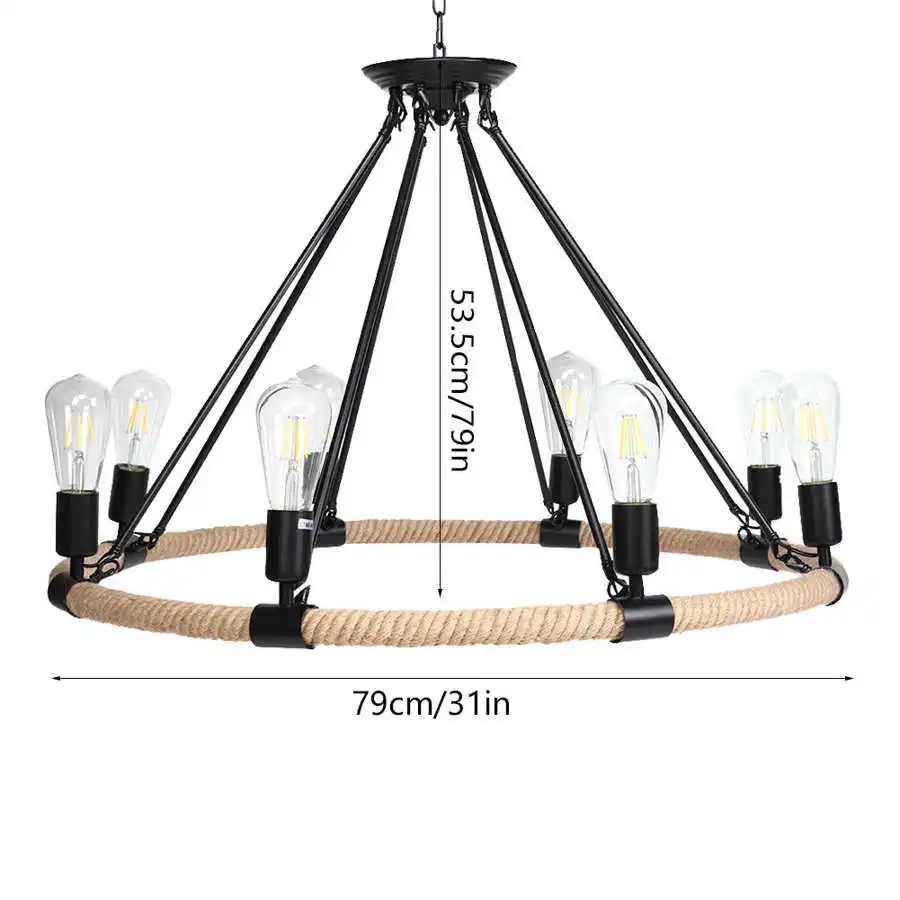Винтажный 8 головок Железный светодиодный светильник люстра кафе бар Домашний