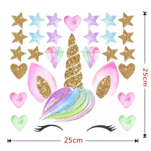 3D Домашний Детский Сказочный Единорог Bling Stars Декор стены Бумага наклейки