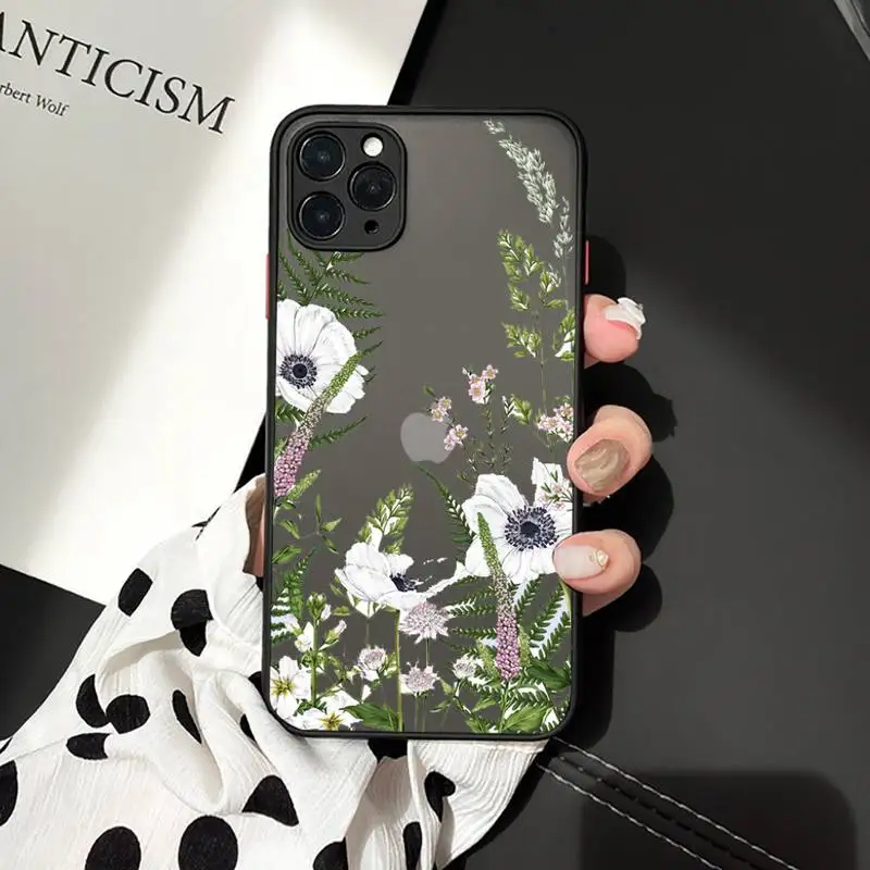 

Flower aet design pattern luxury shell Phone Cases funda matte transparent For iphone 7 8 11 12 plus mini x xs xr pro max cover