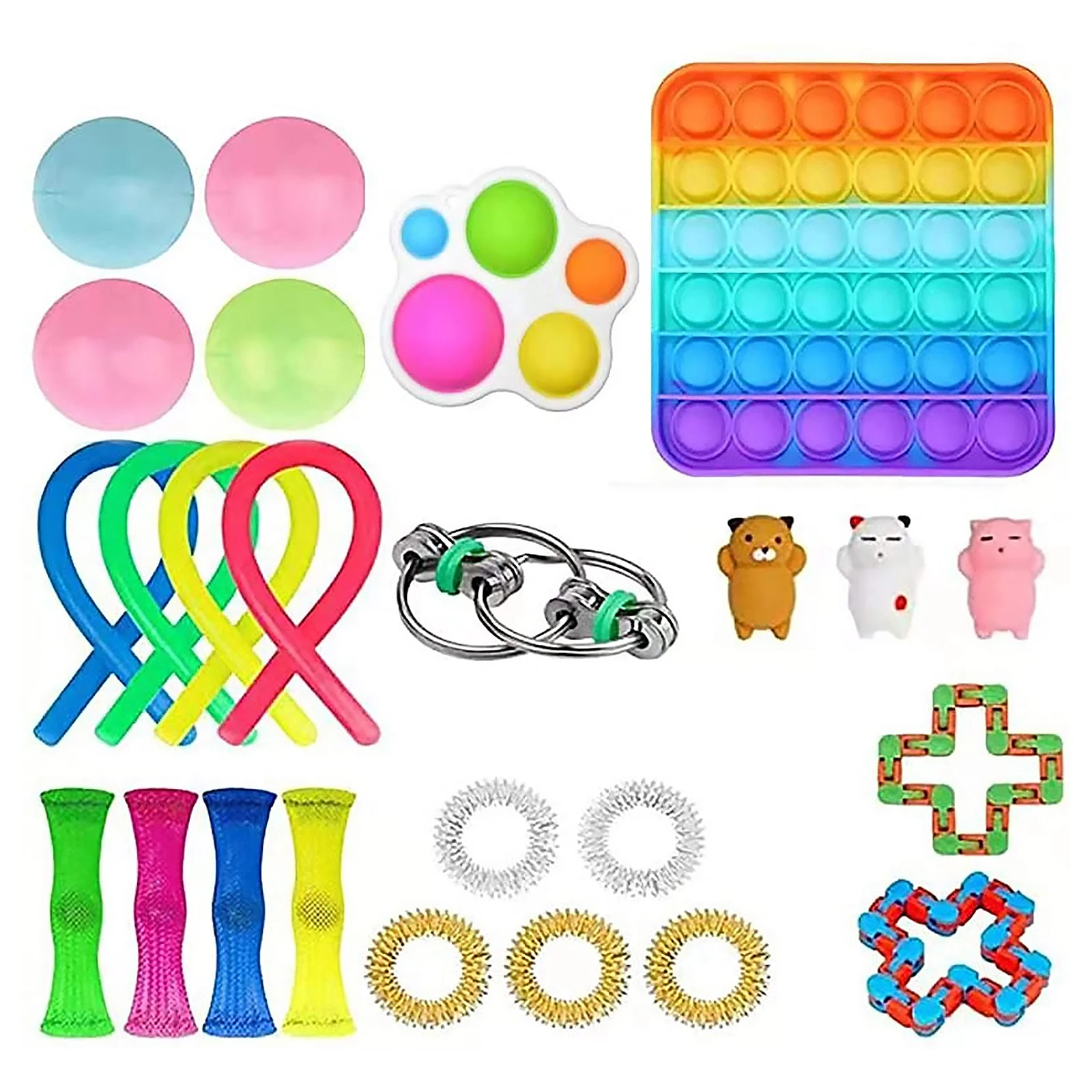 

Fidget Toys Anti Stress Set Stretchy Strings Push Bubble Gift Pack Adults Children Squishy Sensory Antistress Relief Figet Toys