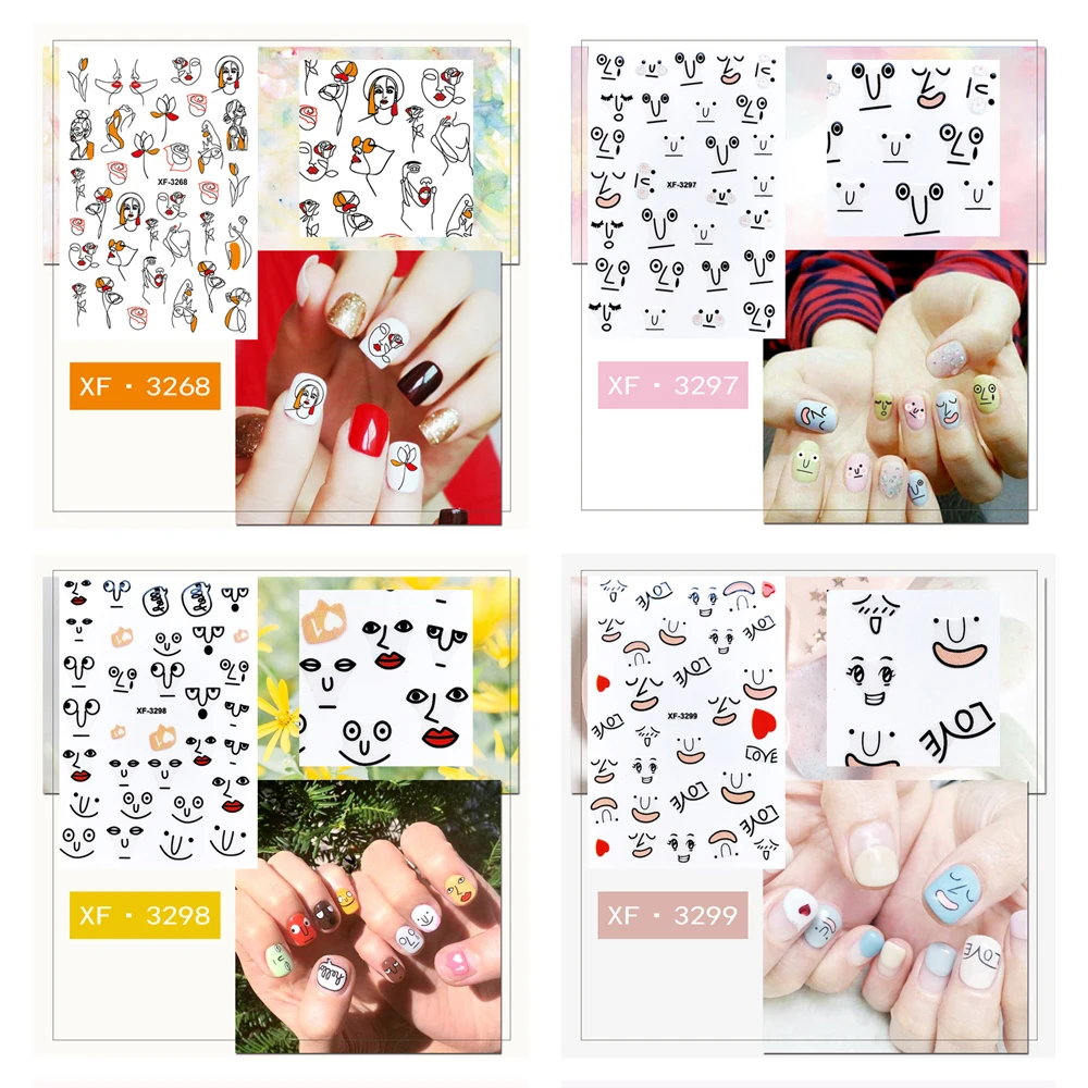 Смайлик 3D стикер для ногтей DIY мультяшный дизайн Фольга Модные женские