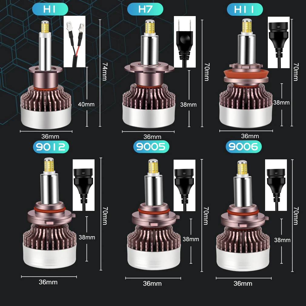 

H1 LED H7 LED 20000LM H8 HB3 9005 HB4 H11 Led Headlights Bulbs 9012 HIR2 12sides 80W 3D high power Canbus 360 degree Auto Lamp