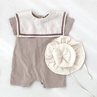 2021 summer korean style newborn baby romper kids short sleeved cotton linen jumpsuit overalls baby girls boys clothing outfits