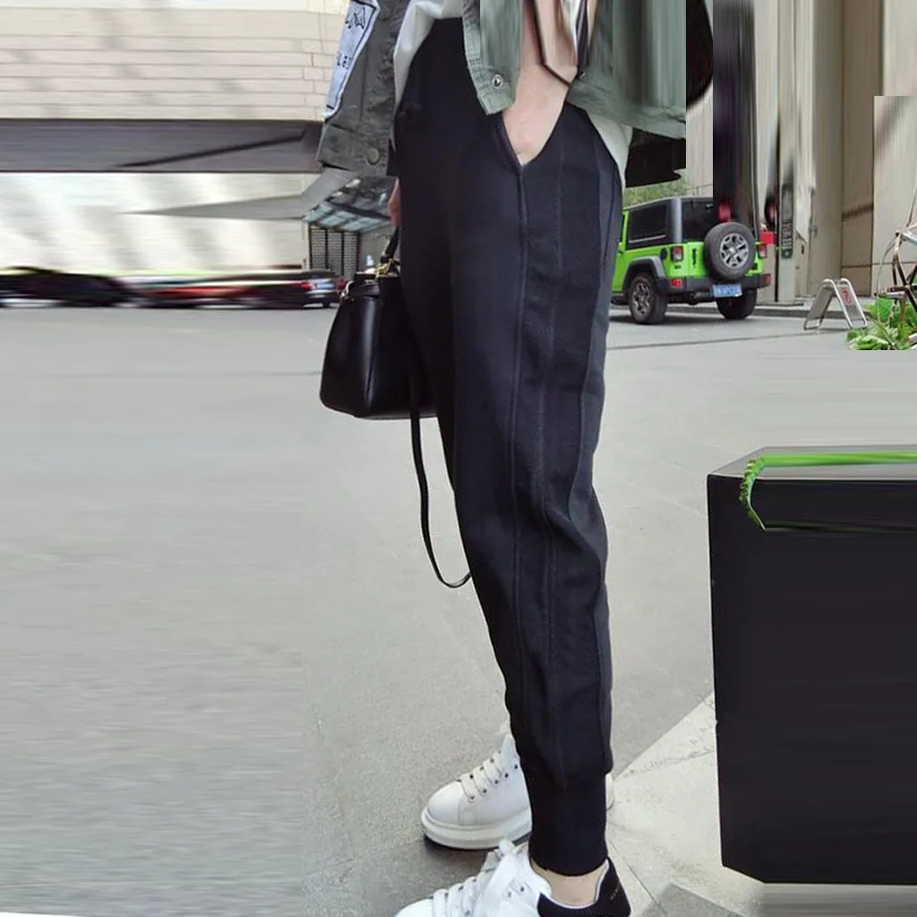 Женские повседневные свободные спортивные длинные штаны с высокой талией в