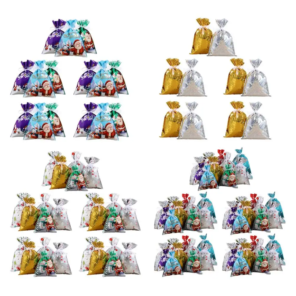 

Рождественские подарочные пакеты на шнурке для конфет, подарочные пакеты на Рождество с Санта Клаусом, пакеты для печенья и конфет, товары д...