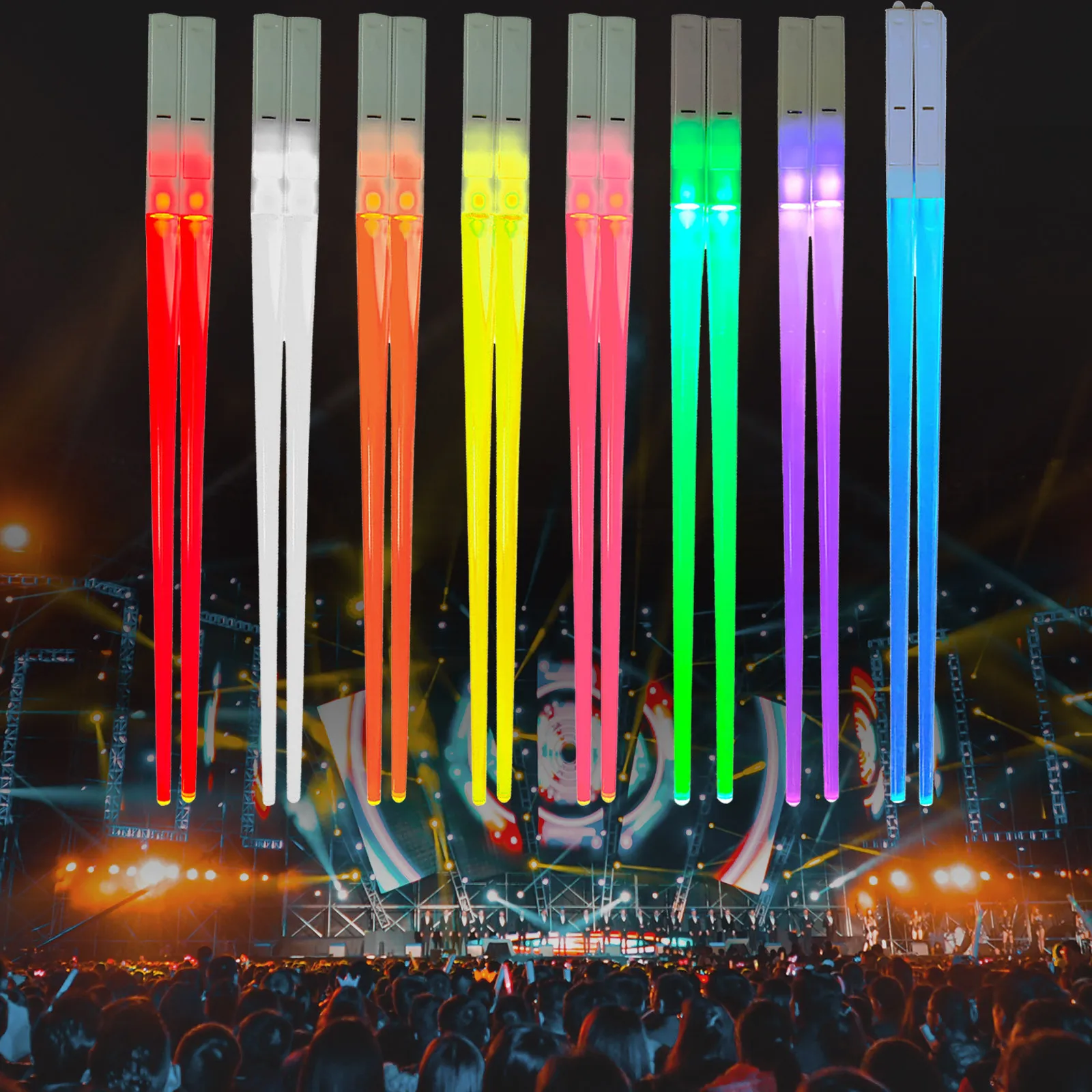 1 Pair LED Light-emitting Stick Chopsticks Restaurant Toys Gifts Creative Concert Glow Kitchen Dinning Room Party Portable | Дом и сад