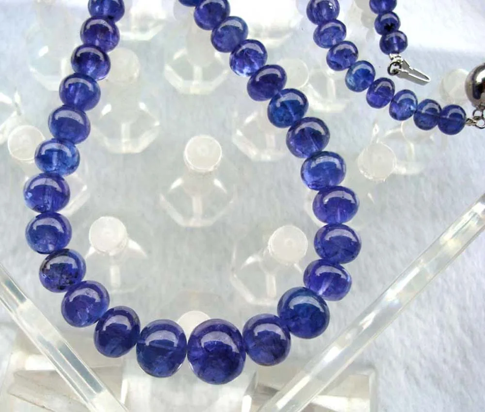 Бесплатная доставка ожерелье с натуральными бусинами танзанита Женские