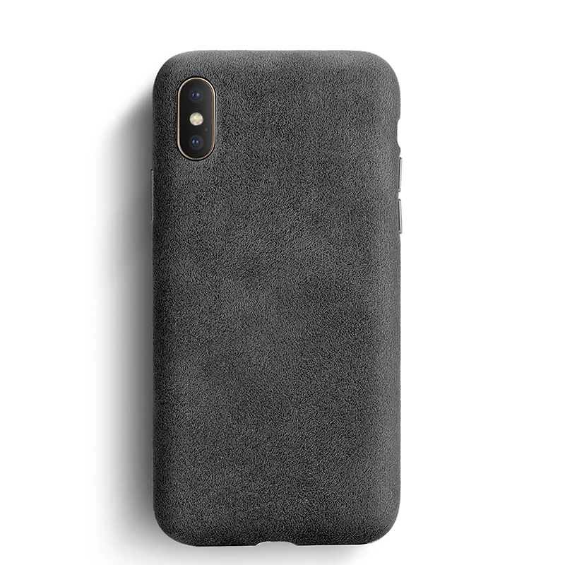 Black SanCore для iPhone X XS Max чехол для телефона кожа Полная защита Алькантара бизнес кожа Роскошный телефон оболочка замша задняя крышка - Цвет: Black