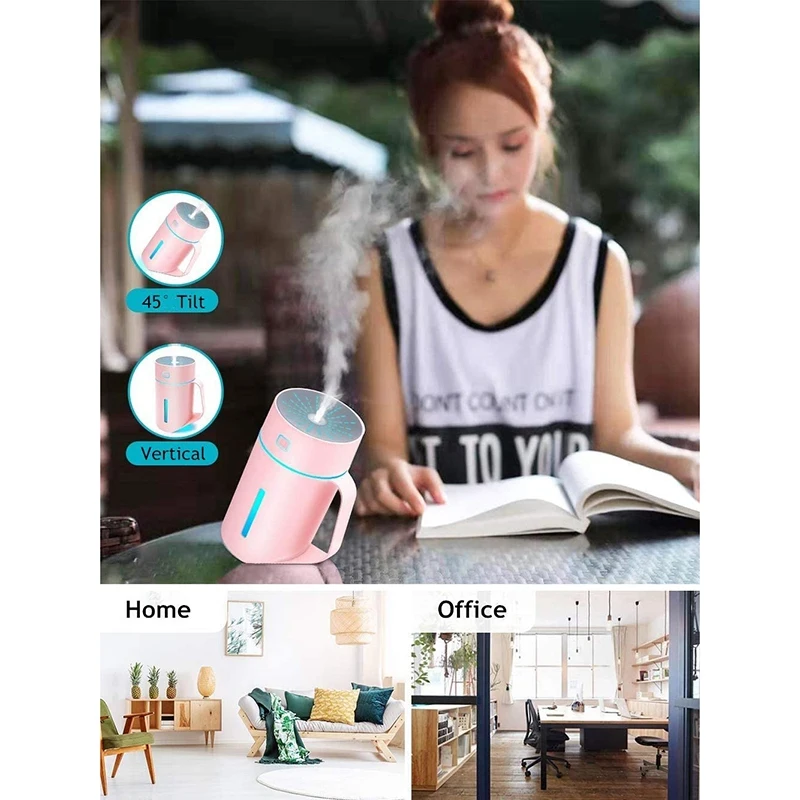 

Humidifier Mini Silent 7 Color LED Air Purifier,USB Interface is Suitable for Home and Office, 420Ml Nano Spray