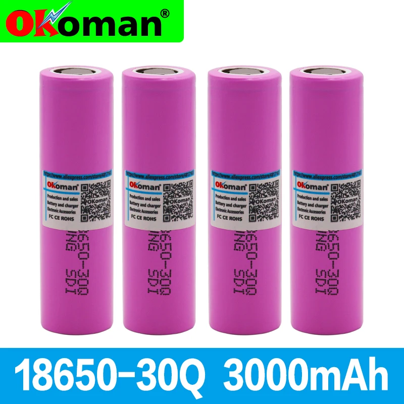 Новинка литий ионные аккумуляторные батареи для фонарика INR 18650 30Q 3 7 в 3000