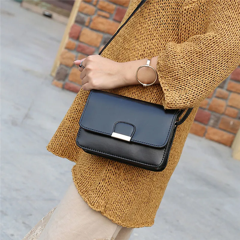 Женские кожаные сумки модные простые квадратные студенческие через плечо