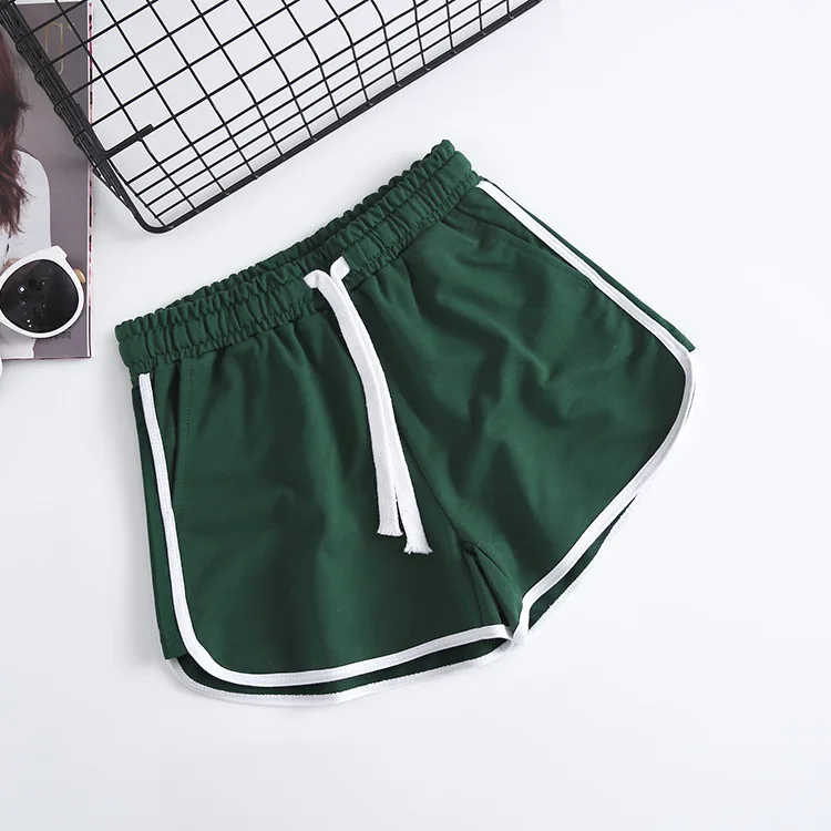 

Summer 2021 New Elastic Drawstring Patchwork Soft Women Shorts for Girls Female Black