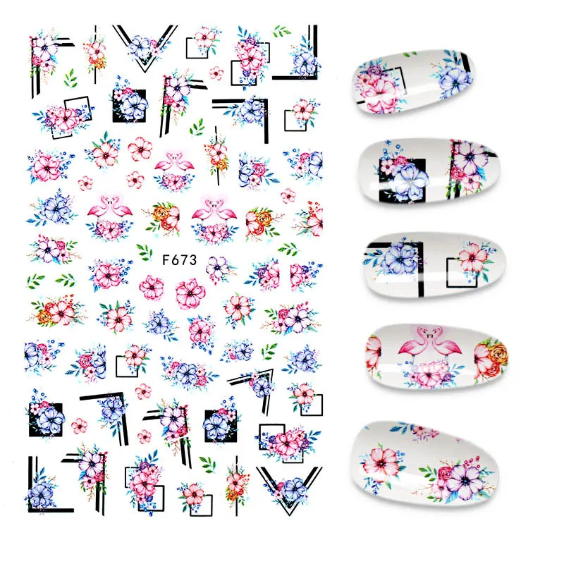 

Leaf Flower Designs 3D Nail Sticker Adhesive Transfer Leaves Manicure Foil Decal Nail Art Decoration Stickers for Nails