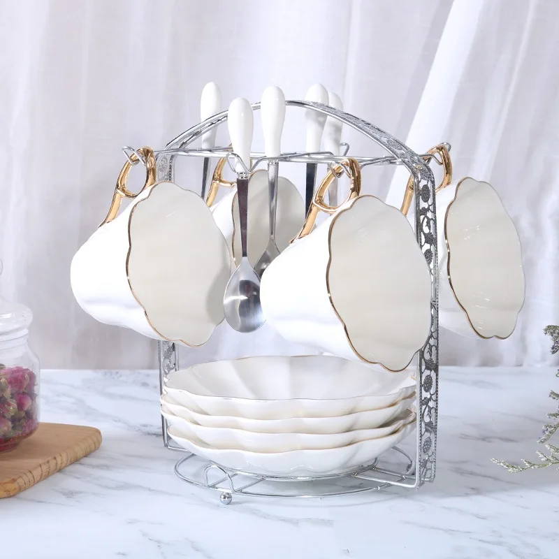 

Royal Bone China Simple Ceramic Teacup and Saucer White High Quality Office Couple Coffee Afternoon Tea Cup Milk Dish Spoon