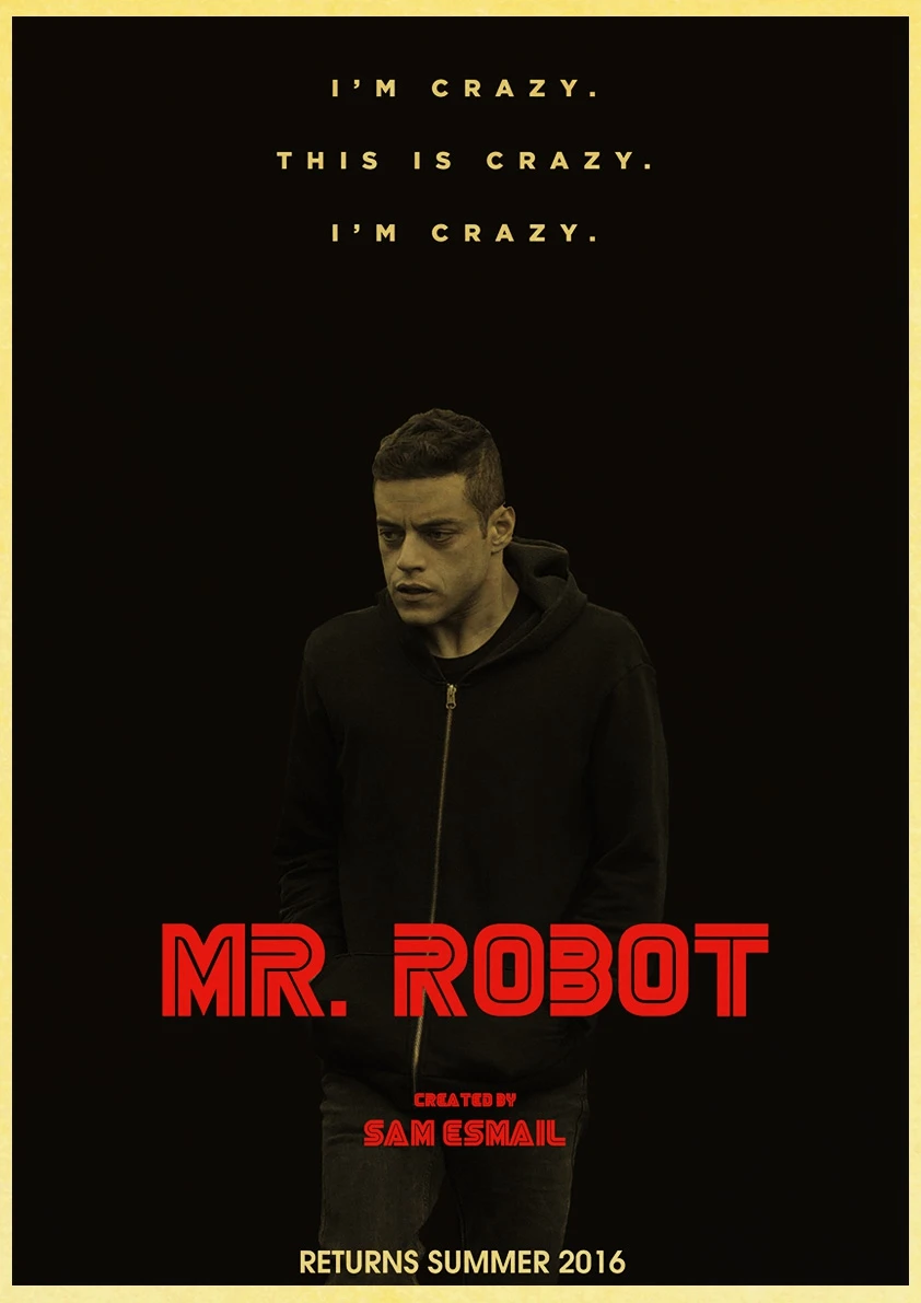 E100 Ретроамериканский душевный триллер плакат с актерами сериала-Mr. Робот-наклейка для фильма стена крафт-бумага кино Декор/любовник коллекция - Цвет: E100