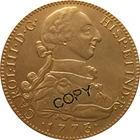 Копия монет 1773, покрытых 24-каратным золотом, Испания, 8 эскудо-Карлос III
