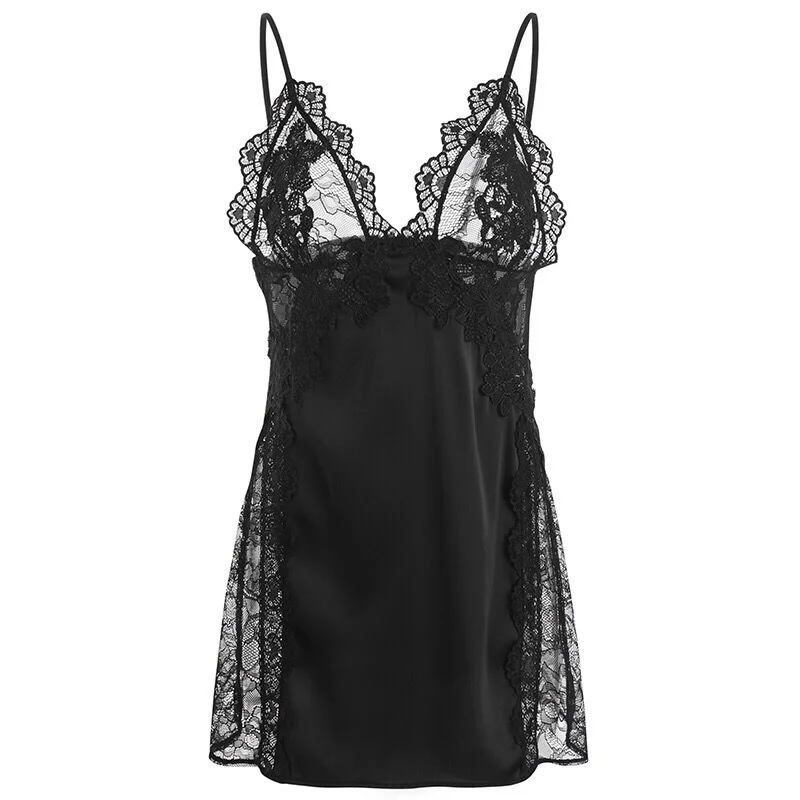 

Kai Julie Sexy Pajamas Women's Summer Thin Seductive Silk Morning Gowns Nightgown Ice Silk Home Wear Sling Short Skirt