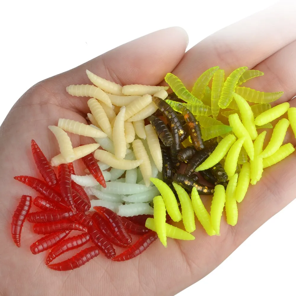 

Искусственные мягкие рыболовные приманки, крючки, один комплект, 7 цветов, 1,5 см, 0,6 г, черви с запахом, Светящиеся креветки, рыболовные приман...