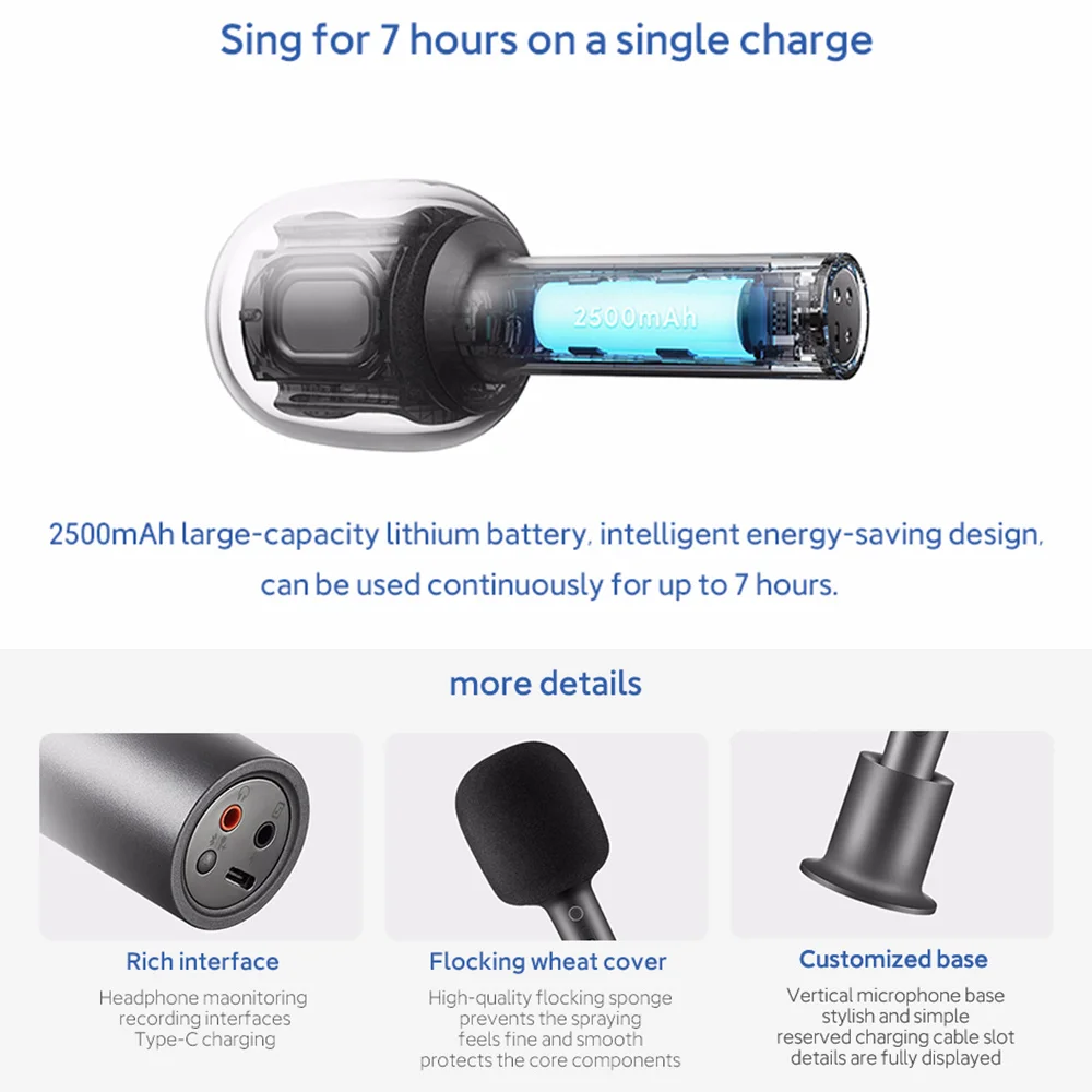 Беспроводной микрофон Xiaomi MIJIA для караоке BT 5 1 с чипом DSP шумоподавлением