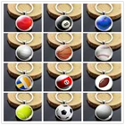 Спортивный шар, брелок для баскетбола, бейсбола, волейбола, Билла, футбола, гольфа, двухсторонний стеклянный кабошон, подвеска для ключей