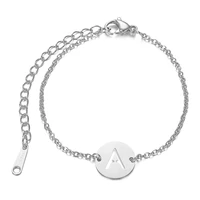 a z initials bracelet hollow out letter pendant bracelets 316l stainless steel steel color gift for women
