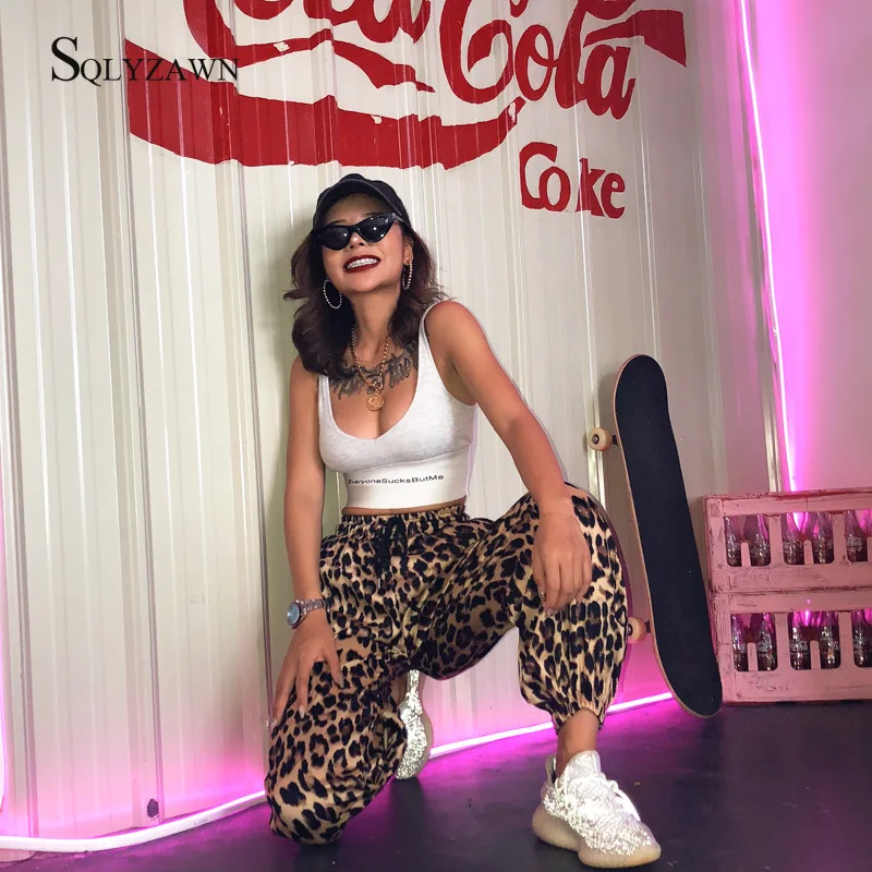 Женский леопардовый принт свободные джоггеры женские свитшоты модные с высокой