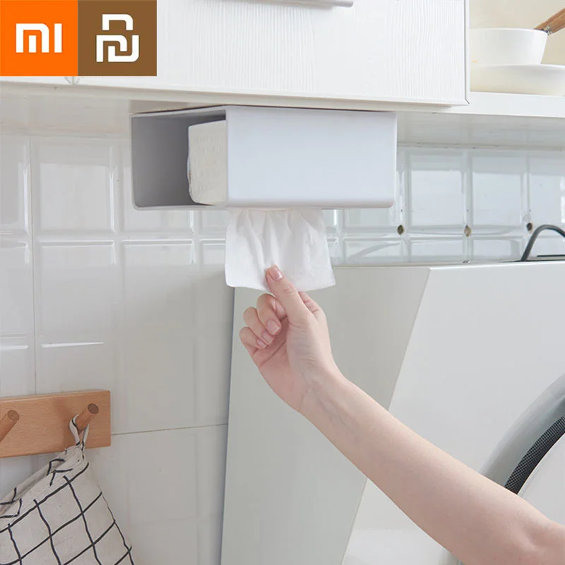

NEW2022 Xiaomi Youpin Paper Towel Holder Wall-mounted ABS Seamless Sticker Plastic Paper Box Punch-free Bathroom Living Room