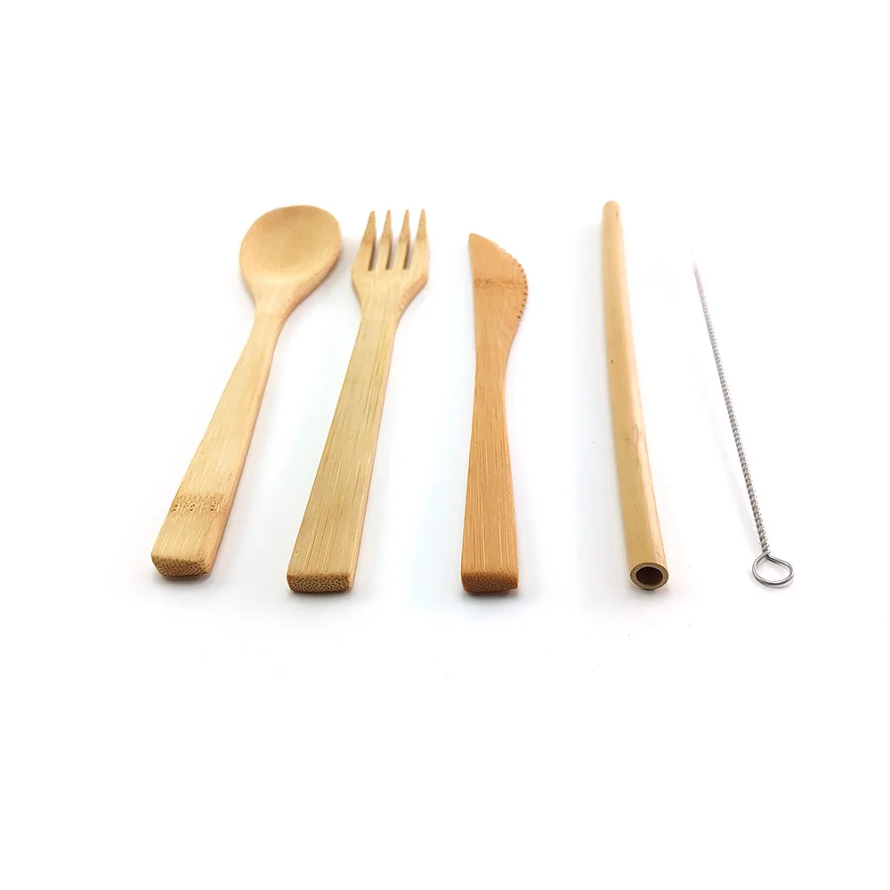 Набор столовых приборов из бамбука комплект 6 шт./компл. нож ложка вилка