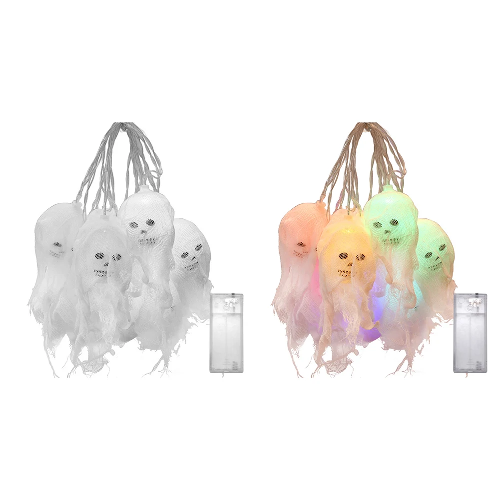 LED Light String Ghost Skull Halloween Decor Horrible Haunted House Decoration Cold White Lights for Bedroom | Лампы и освещение