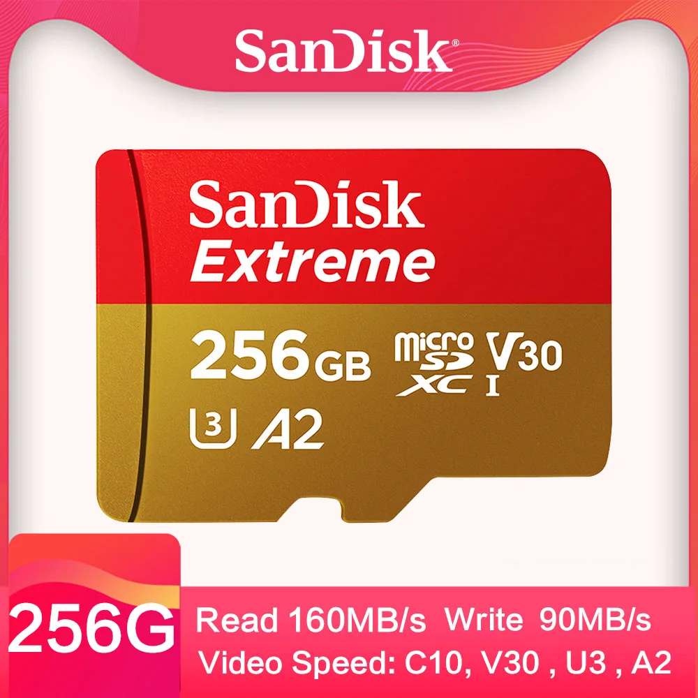 SDSQXA1-256G SanDisk Extreme microSDXC 32 Гб 64 Гб 128 ГБ 256G класс 10 microSD TF карта Поддержка официальной проверки C10 V30 U3 - Емкость: SDSQXA1-256G