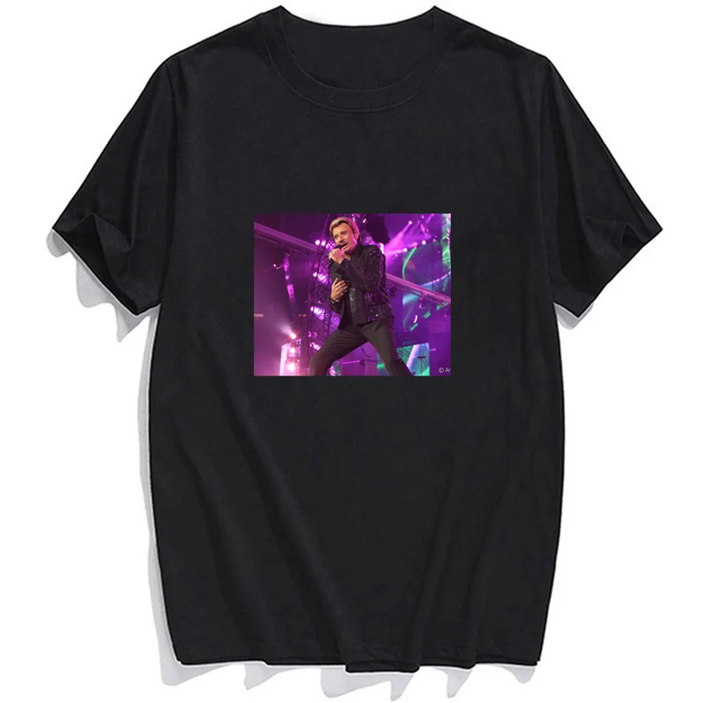

CLOOCL Singer Johnny Hallyday Pure Cotton Tshirt Fashion Women T-Shirt Character 3D Harajuku Cotton Black Tee Tops Drop Shipping
