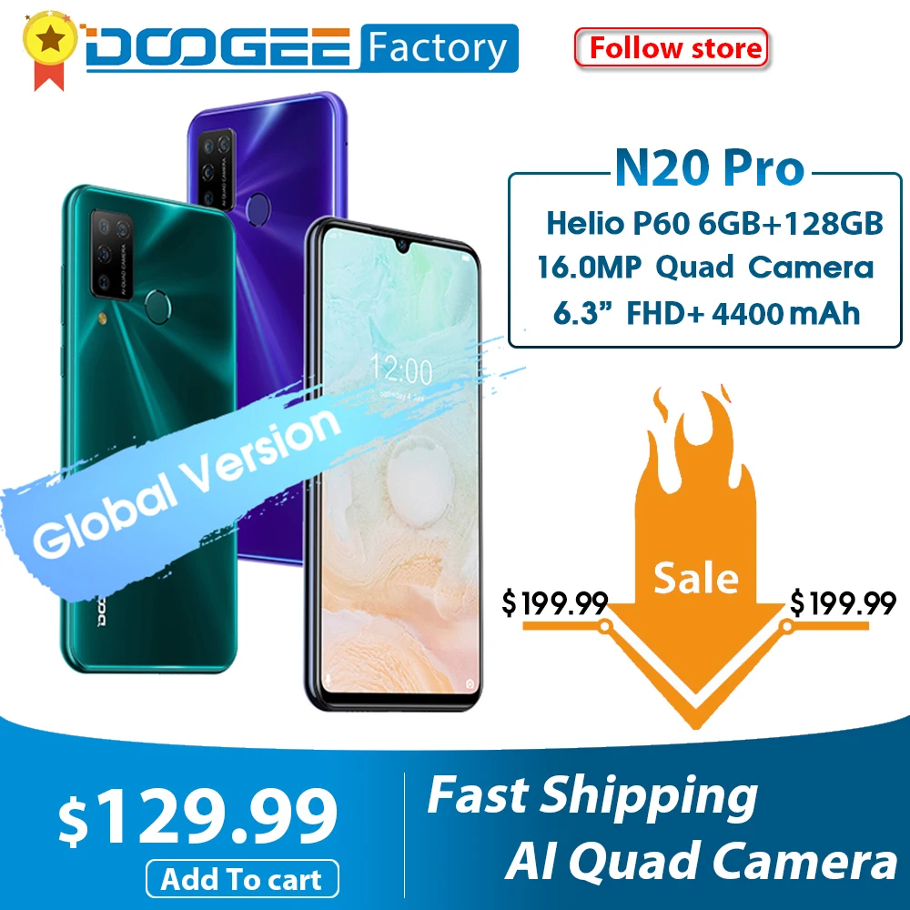 Смартфон DOOGEE N20 Pro 6 ГБ 128 четыре камеры 16 Мп Восьмиядерный процессор на базе Android 10