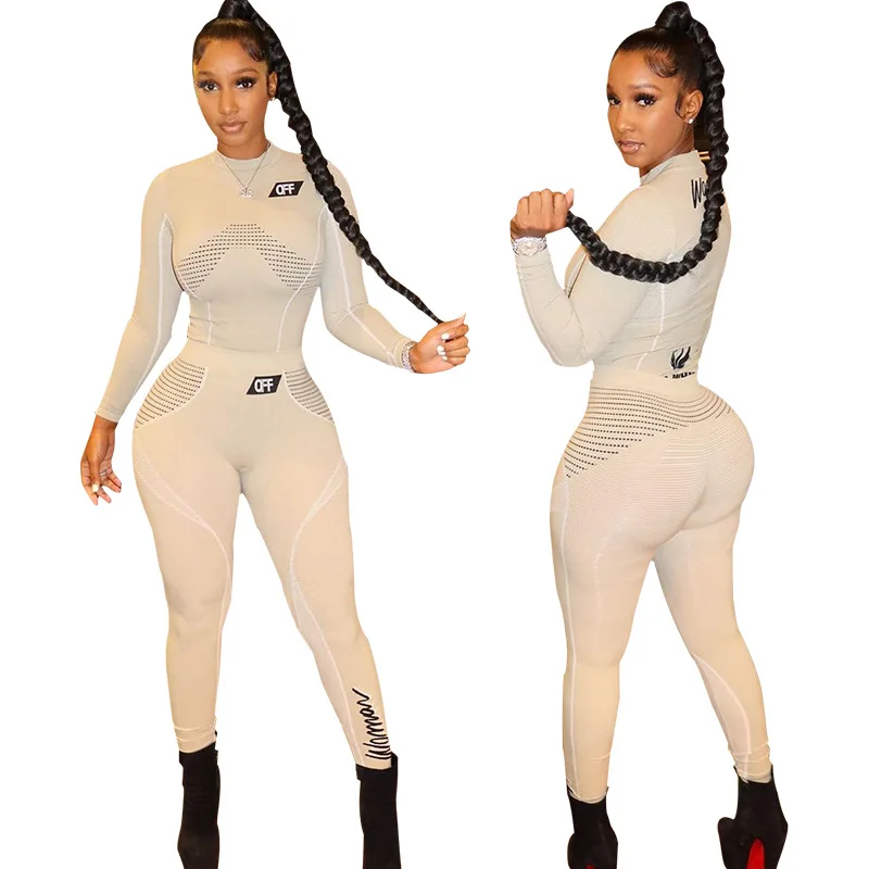 

Women Printed Letter ribbed yoga set joggers Sets fitness Gym Clothes Outfits Workout 2020 Two Piece Sets leggings