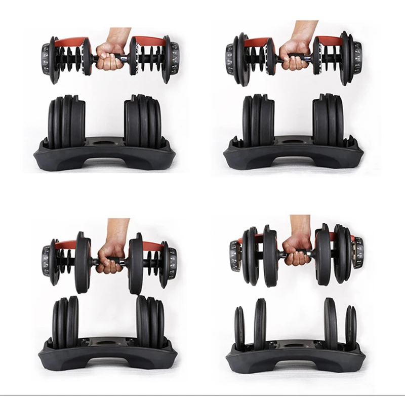 

GYM Workout 2 Pieces 40kg/24kg/52.5lbs/90lbs Dumbbells With Basic Bases And 1 Stand High-Quality Fitness Adjustable Dumbbell Set