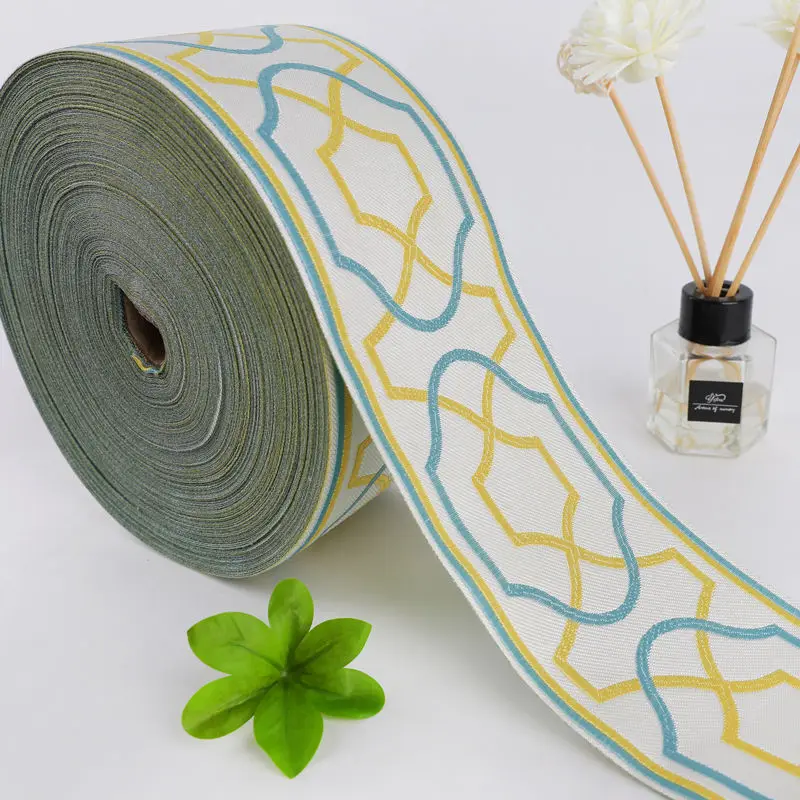 25 ярдов 9 см кружевное Тканое жаккардовое украшение с вышивкой для дивана одежды