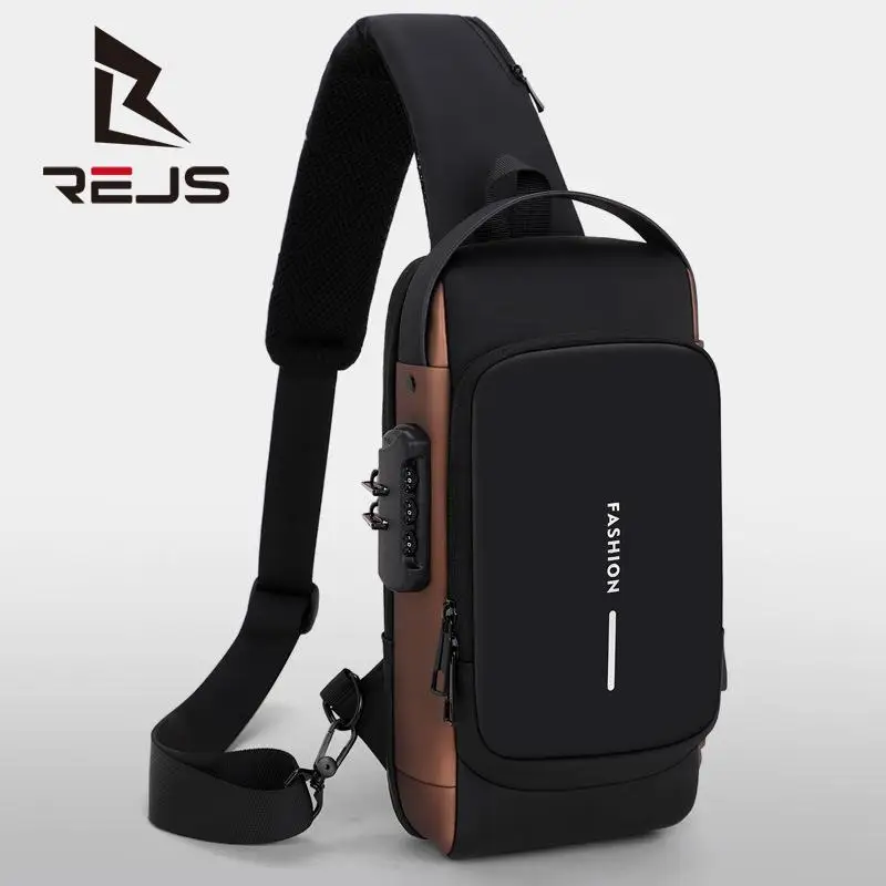 

Модная нагрудная сумка REJS, мужские спортивные сумки через плечо, дизайнерская сумка через плечо с защитой от кражи для телефона, водонепрон...