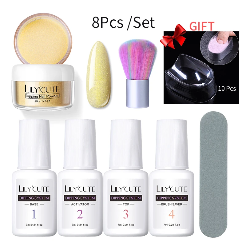 8 Pcs Kit 03 LILYCUTE комплект погружения ногтей Блеск порошок комплект Градиент Французский ногтей косметическая пудра Kit Красочные голографические натуральный сухой пигмент 2/3/4/8 шт - Цвет: 8 Pcs Kit 03